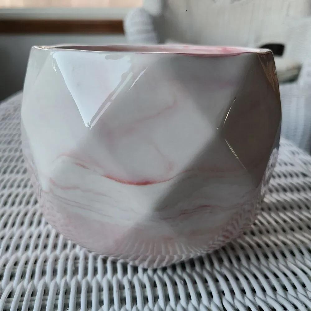 Marble Look Designer Ceramic Planter Vase Floral Foliage Pot Valentine's Day